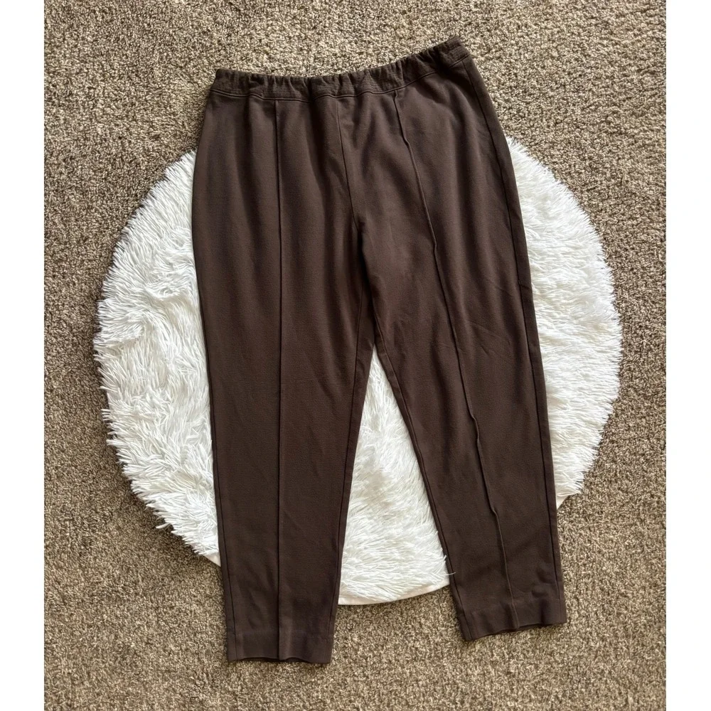 Soft‎ Surroundings Pull on Pants Brown Seamed Tapered Womens Petite Large PL